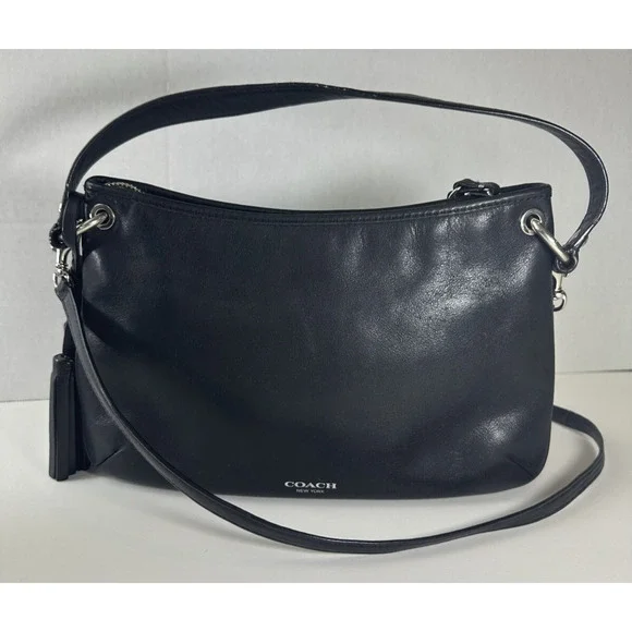 *Flawed* Coach Legacy Leather Double Gusset Crossbody Bag Black Leather 26601 - Picture 6 of 16